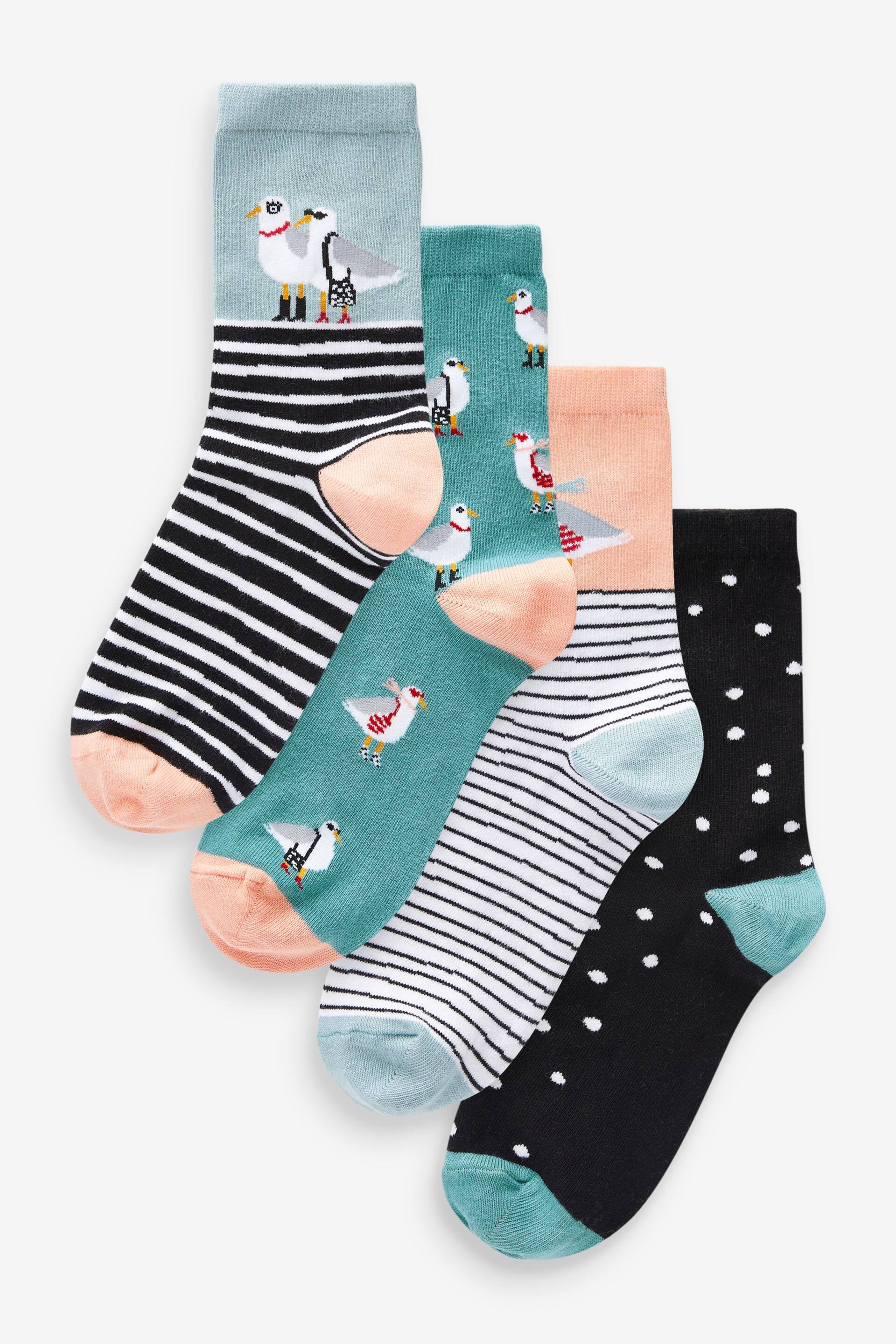 Birds With Handbags Pattern Ankle Socks 4 Pack - Image 1 of 1