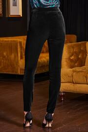 Sosandar Black Luxe Velvet Leggings - Image 2 of 5