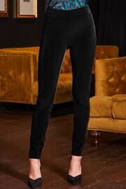 Sosandar Black Luxe Velvet Leggings - Image 3 of 5