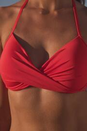 Red Padded Wired Plunge Bikini Top - Image 3 of 4