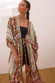 Multi Aztec Maxi Tie Waist Kimono Cover-Up - Image 2 of 6
