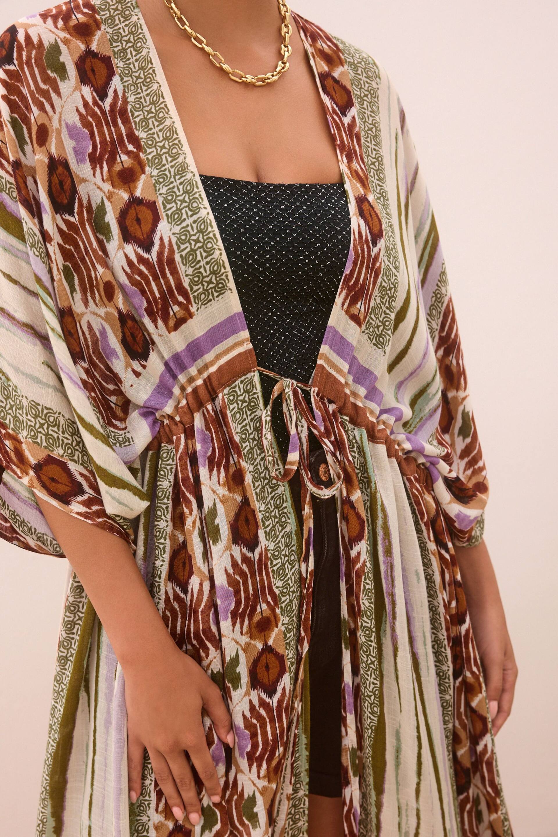 Multi Aztec Maxi Tie Waist Kimono Cover-Up - Image 4 of 6