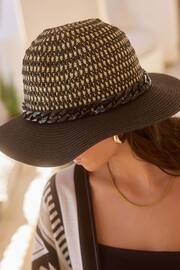 Black Panama Hat With Chain - Image 4 of 5