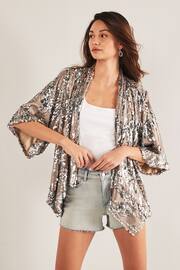 Silver Sequin Jacket Cover-Up - Image 1 of 6
