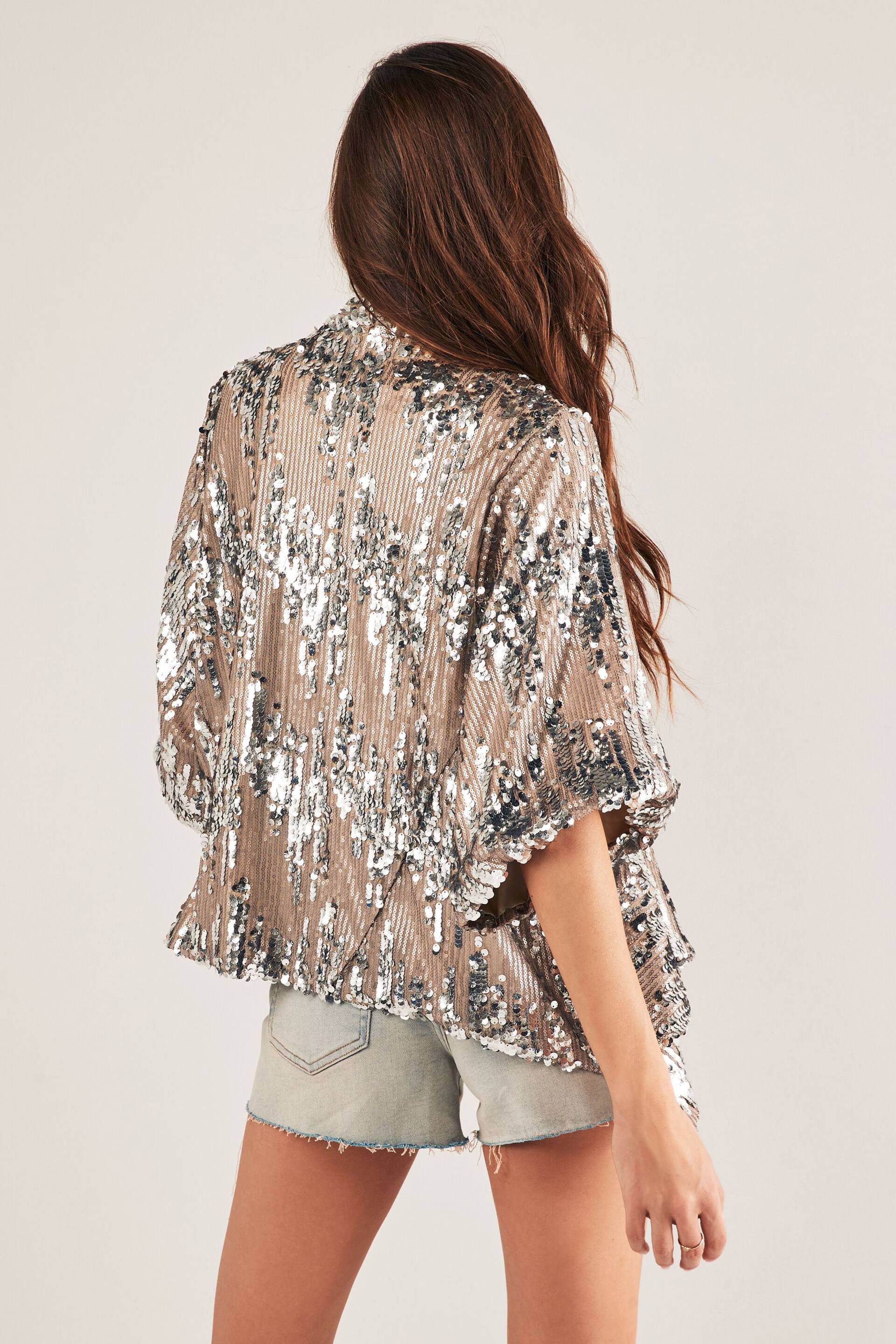 Silver Sequin Jacket Cover-Up - Image 2 of 6