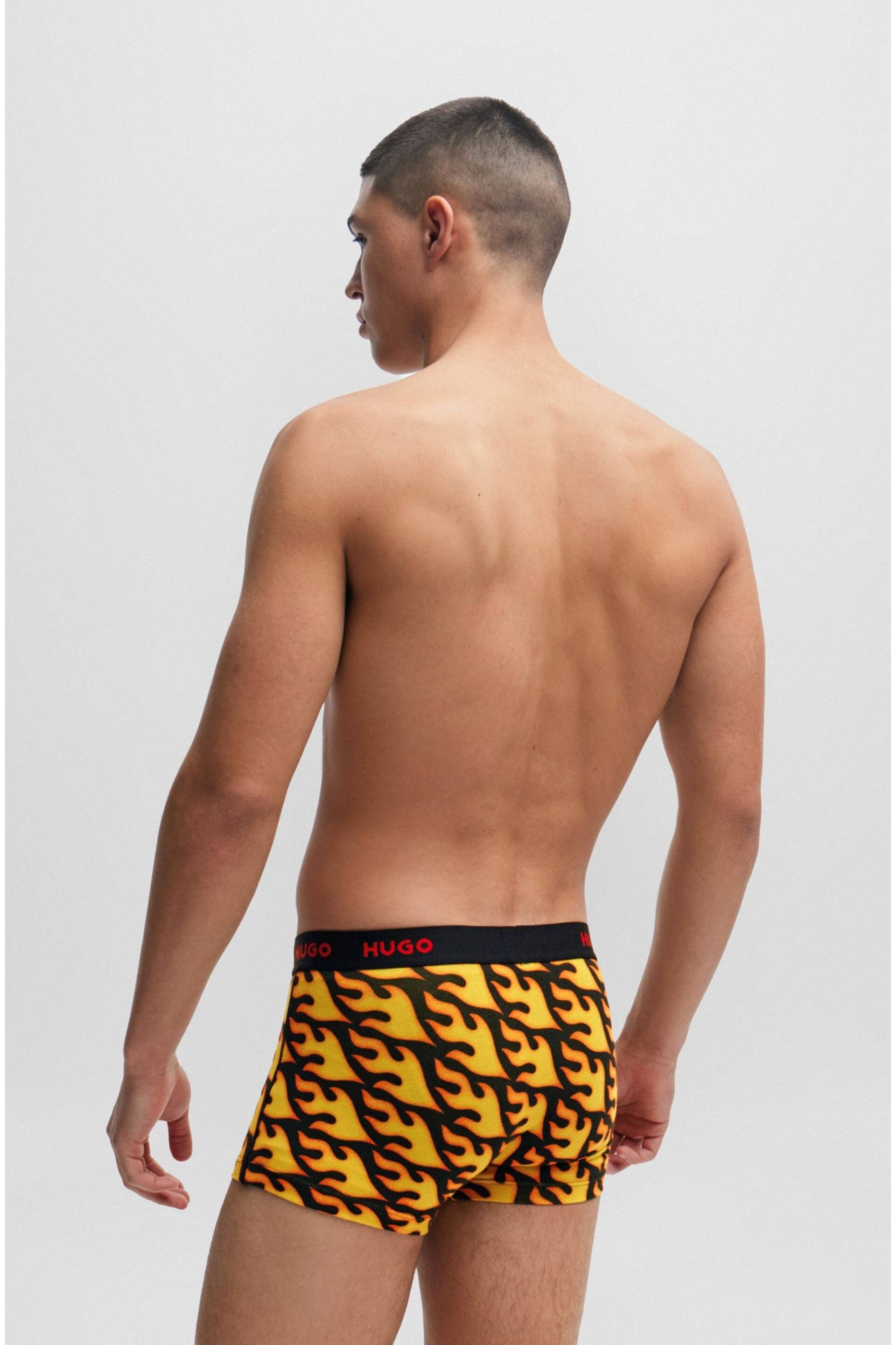 HUGO Red Patterned Stretch Cotton Logo Waistband 3-Pack Boxer Trunk - Image 3 of 7