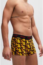 HUGO Red Patterned Stretch Cotton Logo Waistband 3-Pack Boxer Trunk - Image 6 of 7
