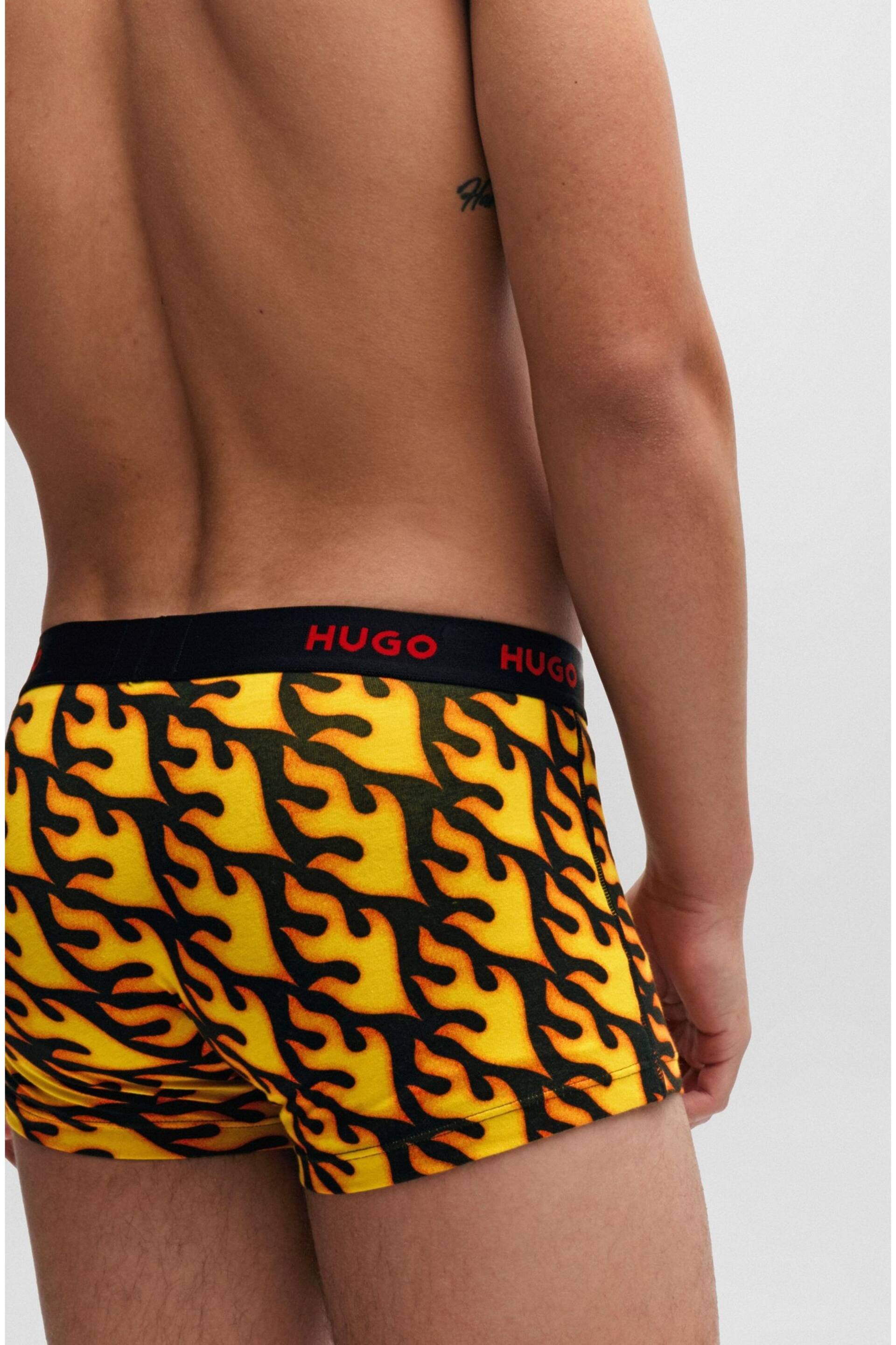 HUGO Red Patterned Stretch Cotton Logo Waistband 3-Pack Boxer Trunk - Image 7 of 7