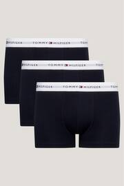 Tommy Hilfiger Blue Signature Cotton Essential Trunks 3 Pack - Image 1 of 4