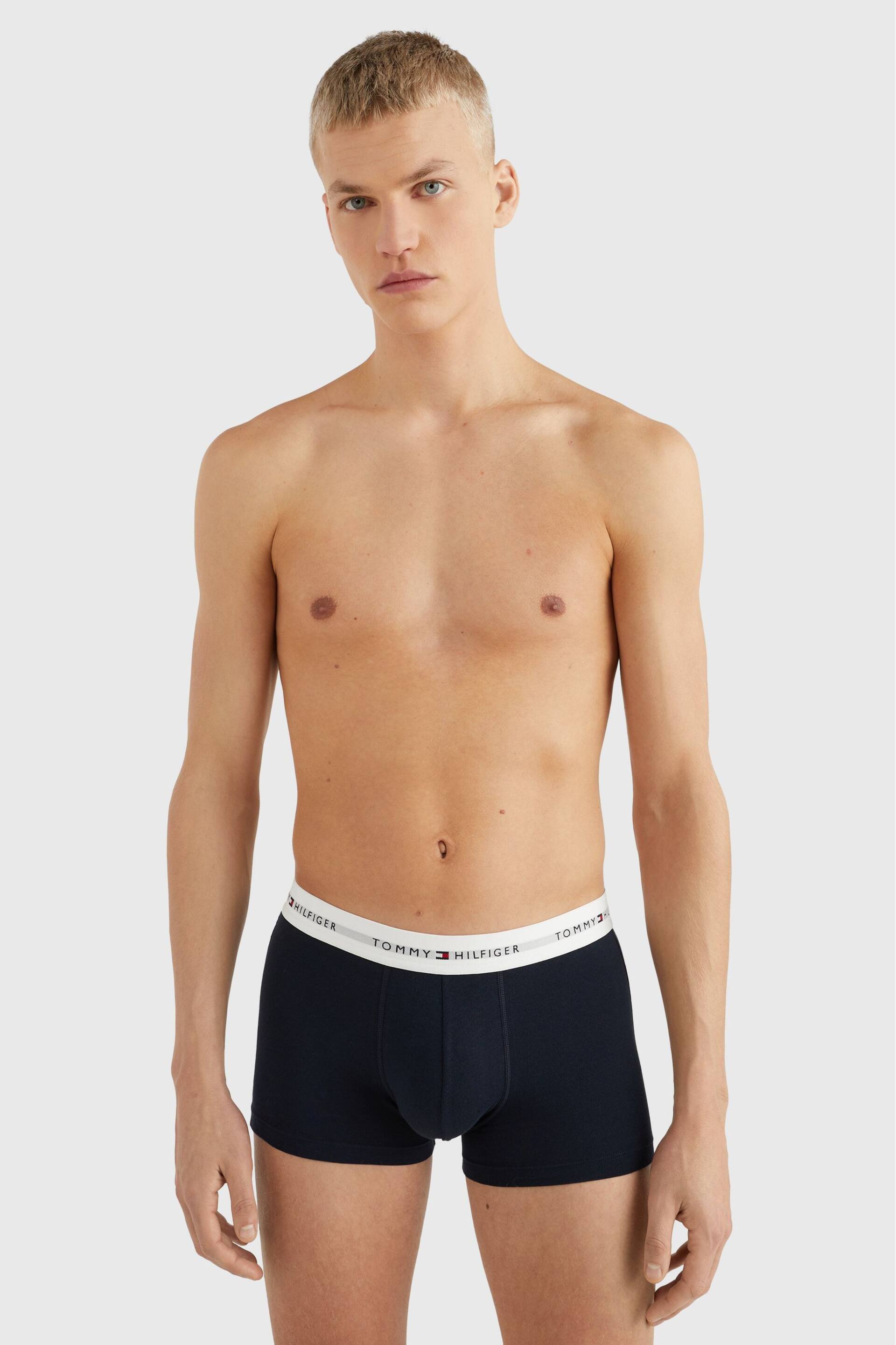 Tommy Hilfiger Blue Signature Cotton Essential Trunks 3 Pack - Image 4 of 4