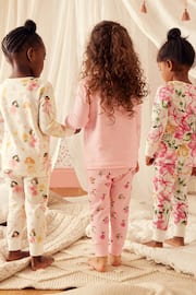 Pink/Cream Fairy 100% Cotton Long Sleeve Pyjamas 3 Pack (9mths-16yrs) - Image 3 of 15