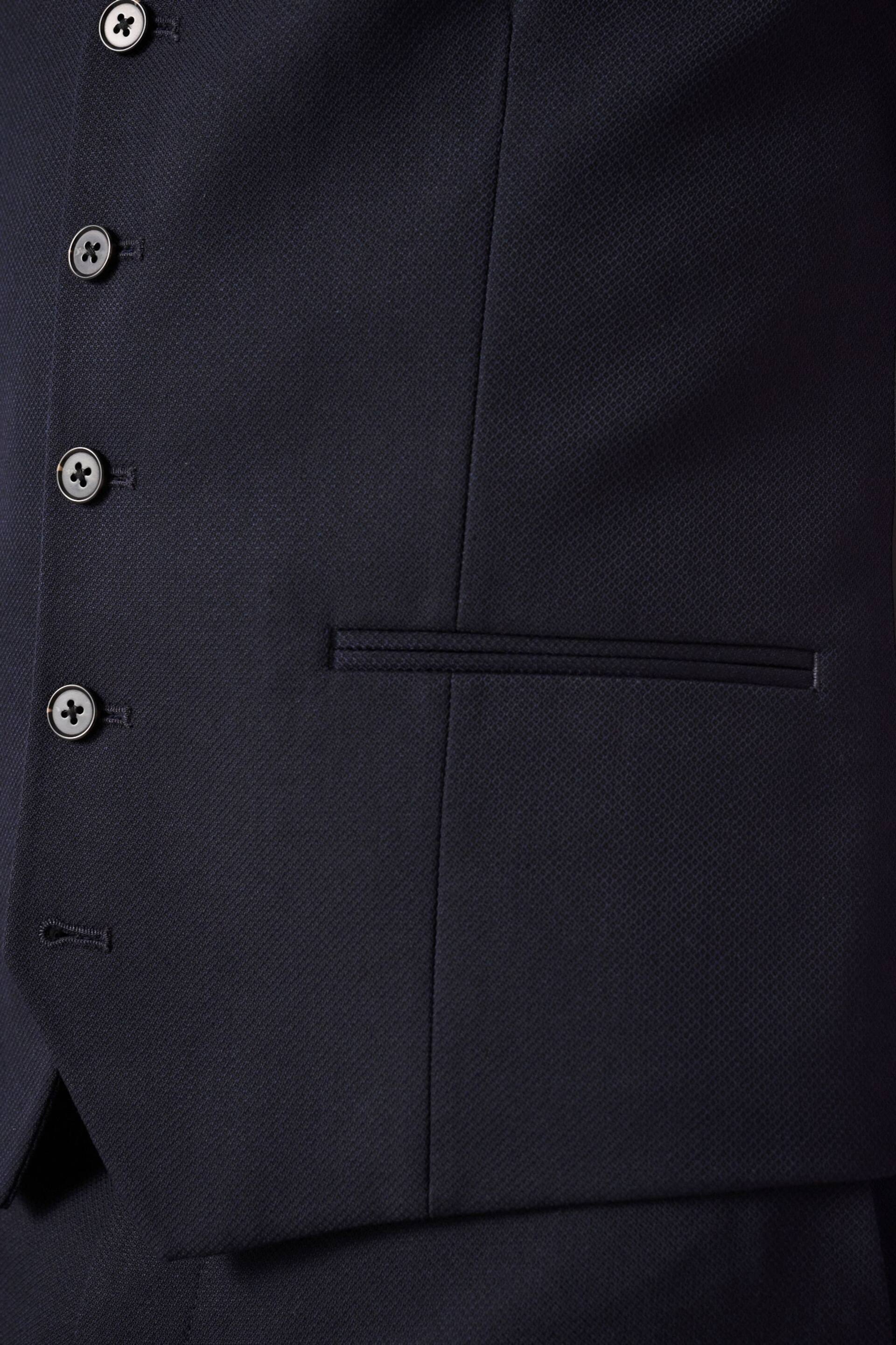 Navy Textured Suit: Waistcoat - Image 5 of 9