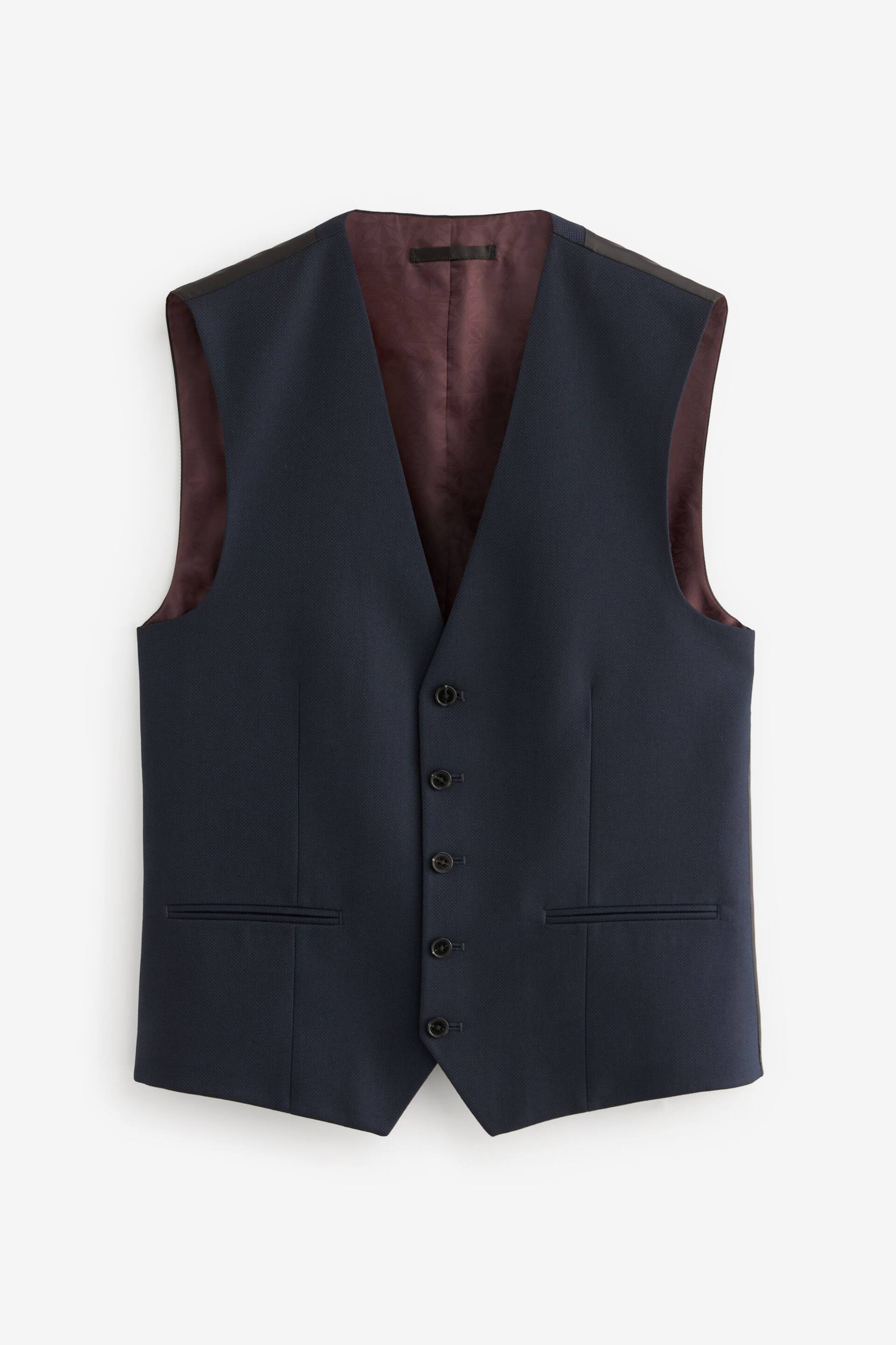 Navy Textured Suit: Waistcoat - Image 6 of 9