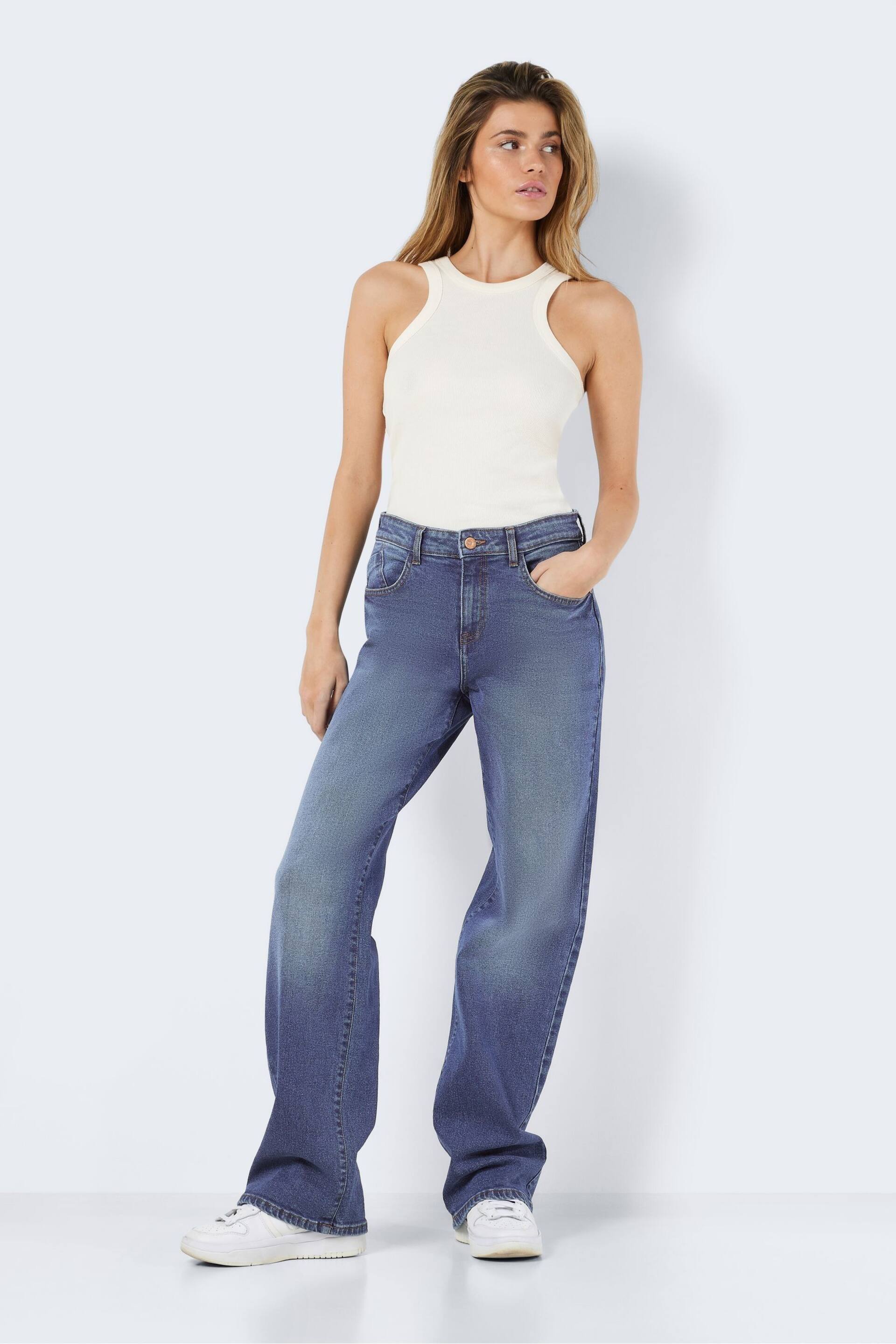NOISY MAY Blue High Waisted Wide Leg Jeans - Image 2 of 8