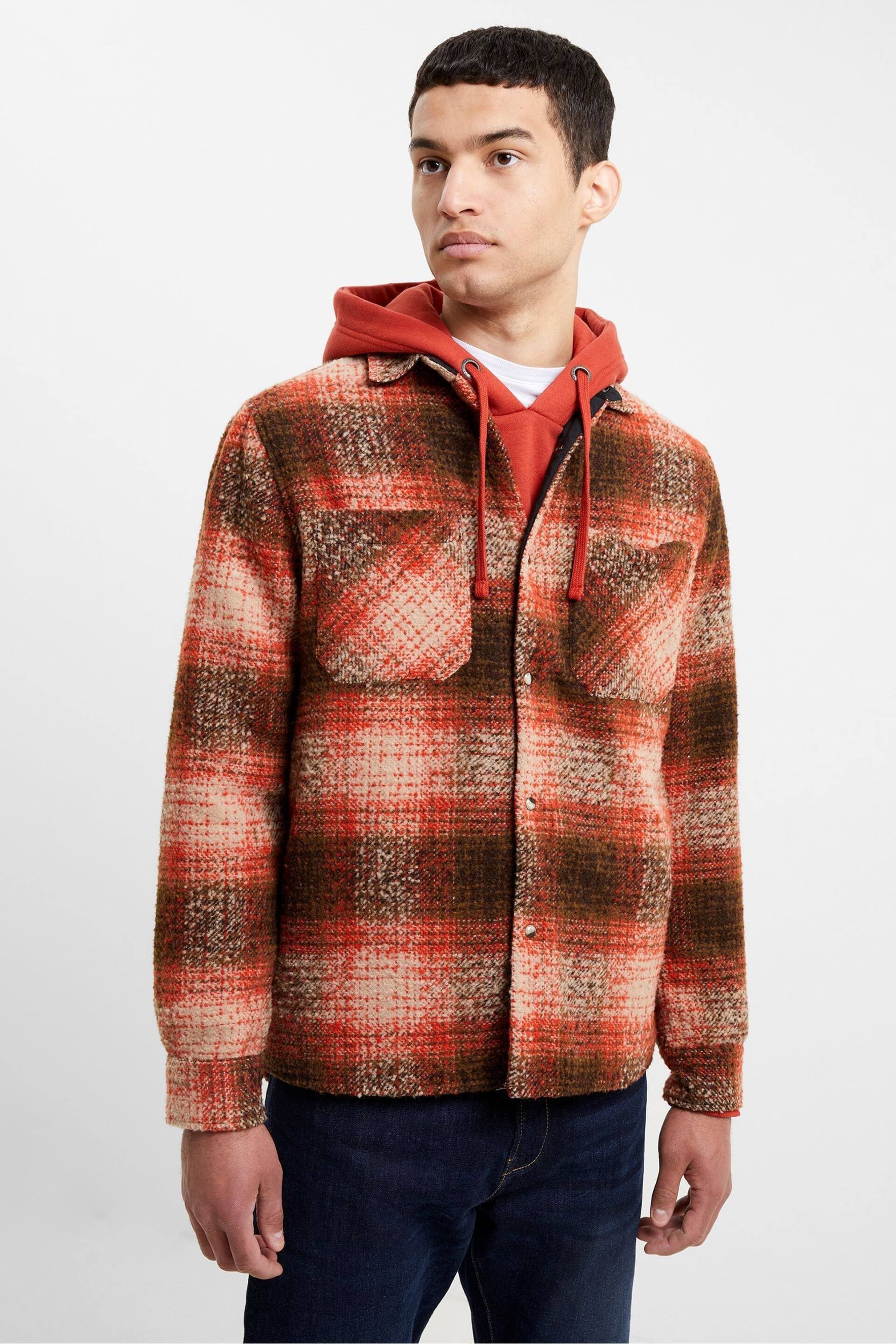 French Connection Rust Heavy Check Overshirt Long Sleeve Shirt - Image 1 of 6