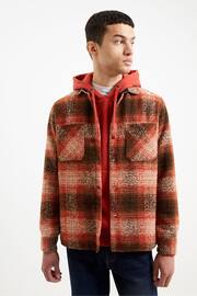 French Connection Rust Heavy Check Overshirt Long Sleeve Shirt - Image 4 of 6