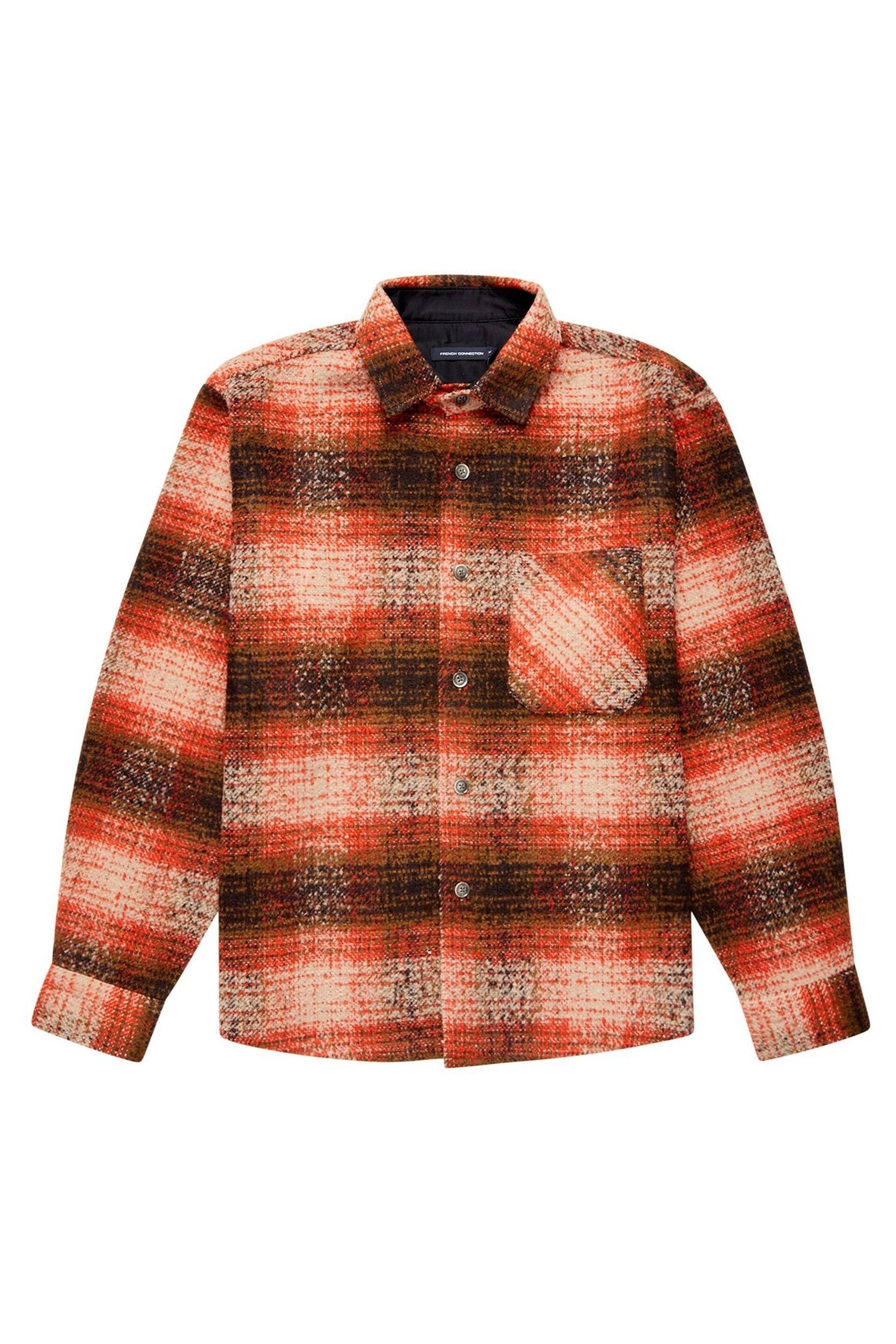 French Connection Rust Heavy Check Overshirt Long Sleeve Shirt - Image 6 of 6