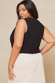 Lipsy Black Curve Linen Button Through Waistcoat - Image 2 of 4