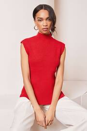 Lipsy Red Soft Knit Ribbed Tabbard Vest - Image 1 of 4
