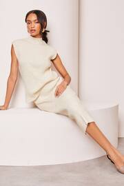 Lipsy Ivory White Soft Knit Ribbed Tabbard Vest - Image 4 of 4