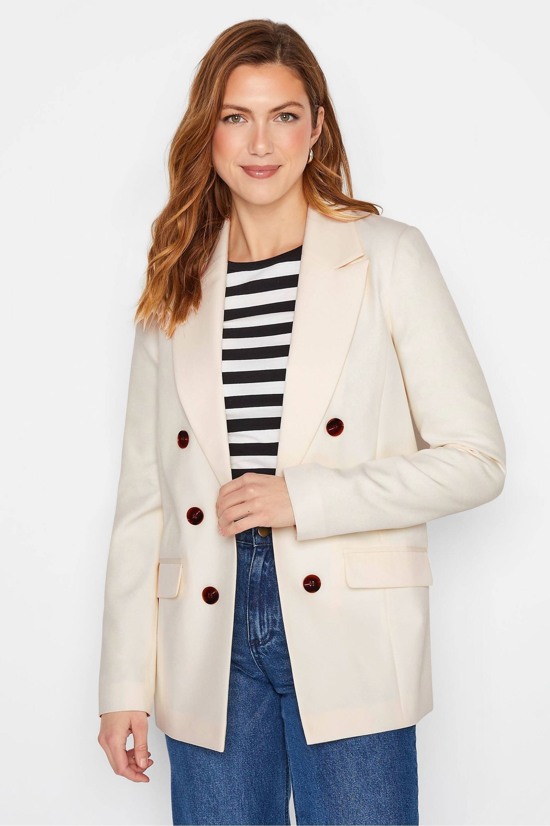 Long Tall Sally Cream Double Breasted Blazer - Image 1 of 4
