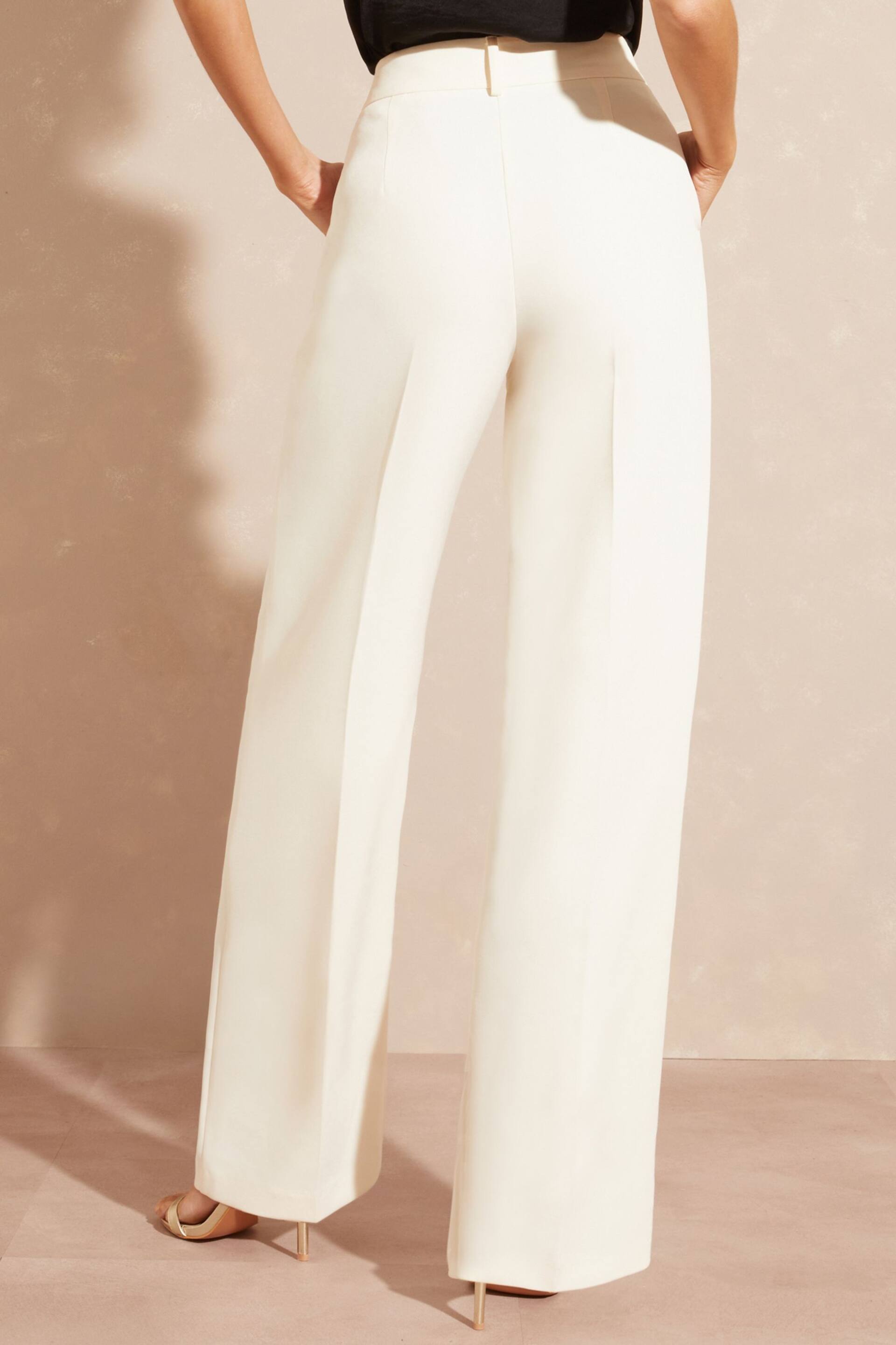 Love & Roses Ivory White Tall High Waist Wide Leg Tailored Trousers - Image 3 of 4