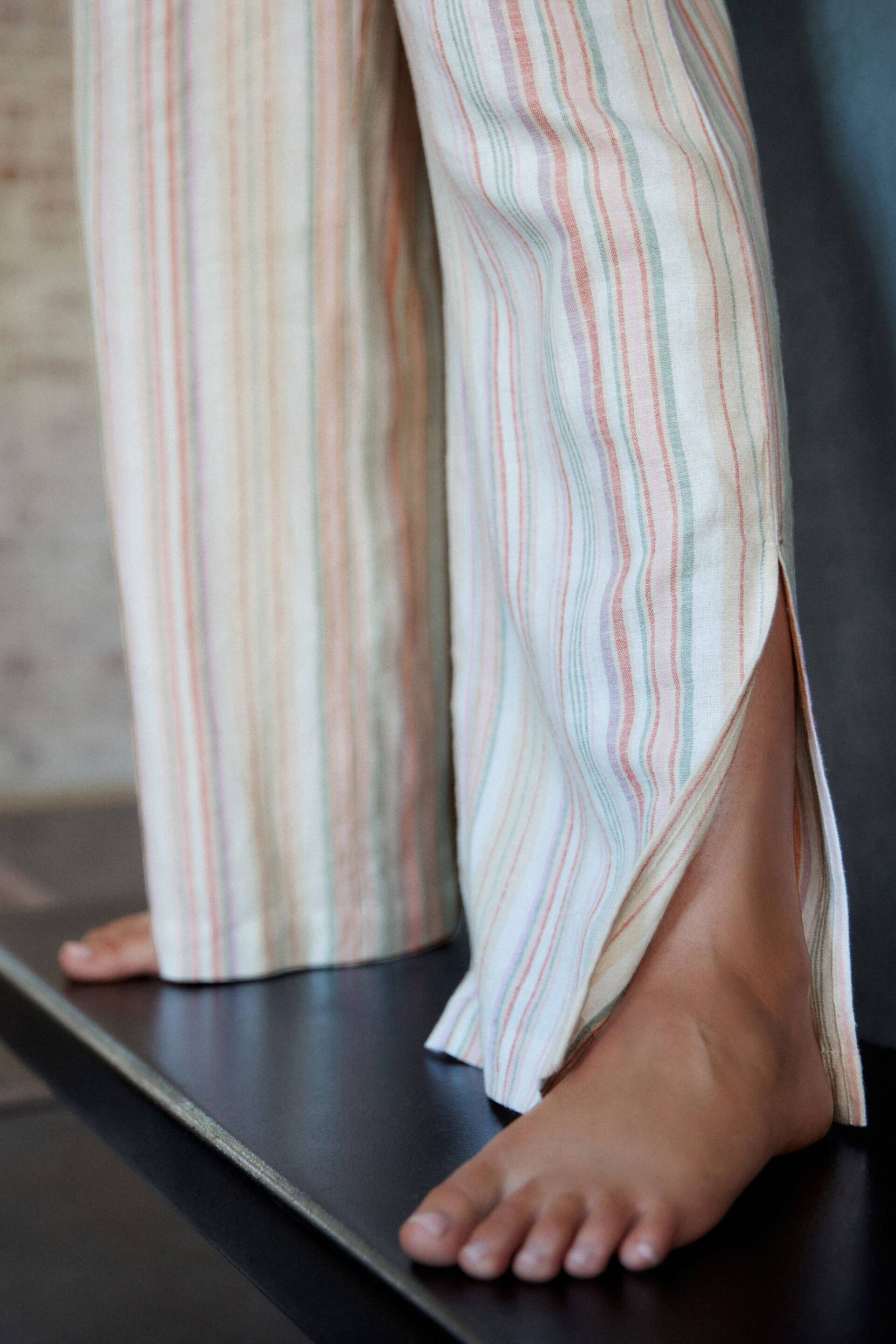 Multi Linen Blend Shirred Waist Stripe Trousers - Image 5 of 7
