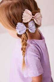 Lilac Purple Scallop Bow Hair Clips 2 Pack - Image 4 of 5