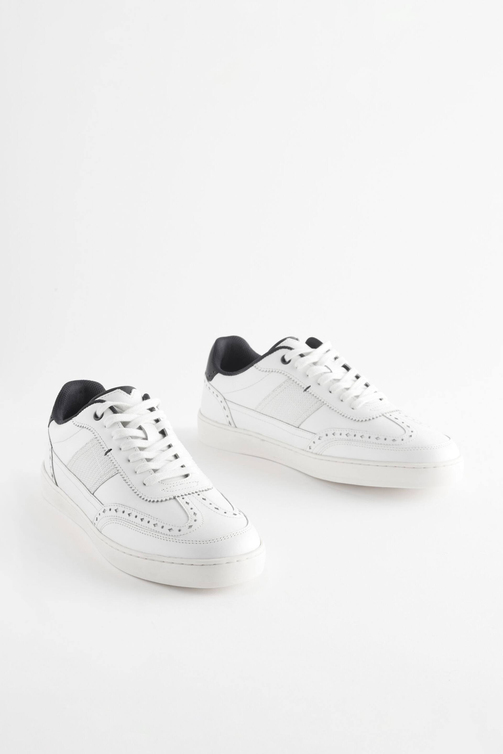 White Leather Brogue Trainers - Image 1 of 6