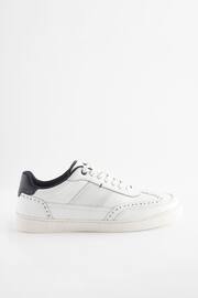White Leather Brogue Trainers - Image 3 of 6
