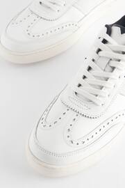 White Leather Brogue Trainers - Image 4 of 6