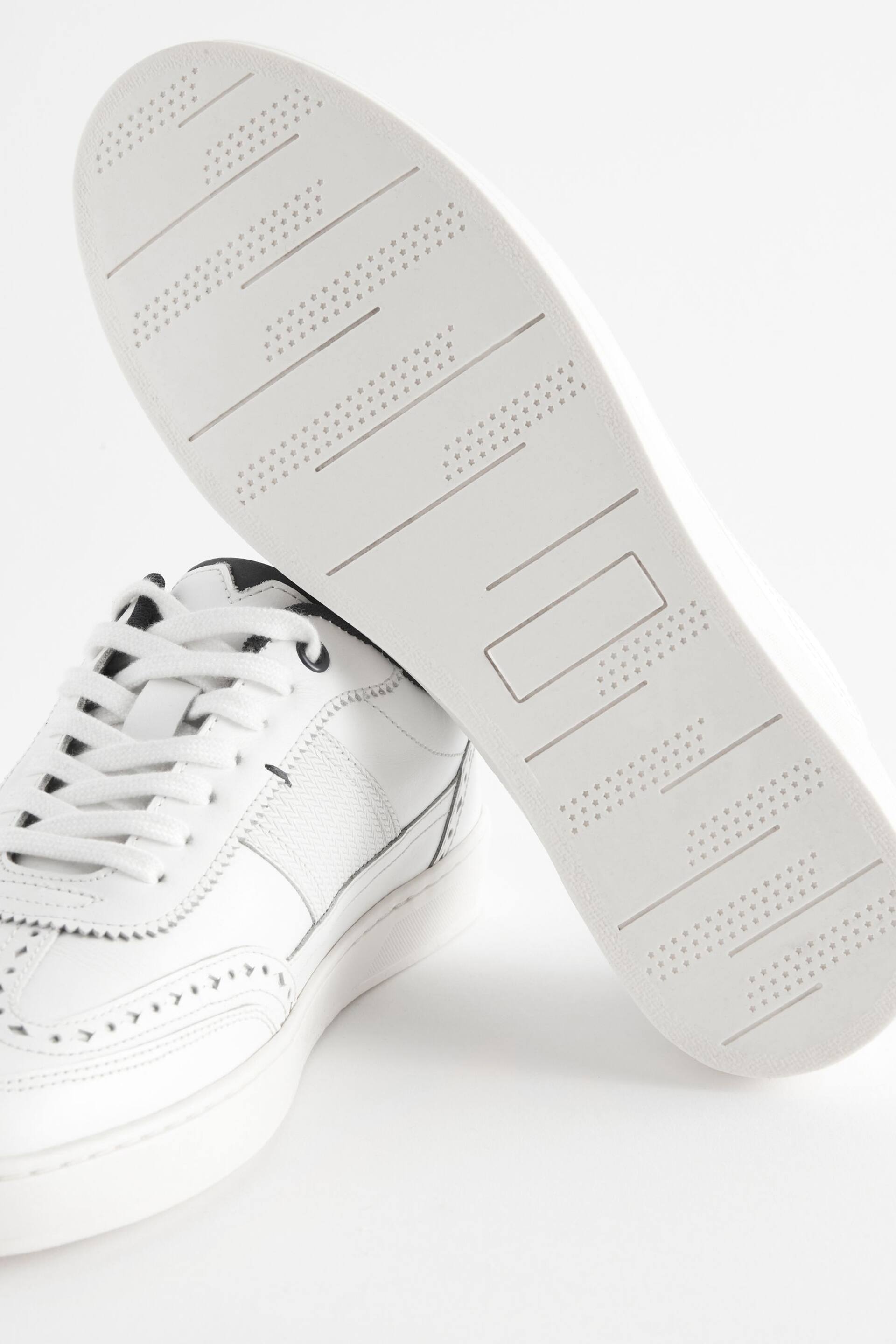 White Leather Brogue Trainers - Image 5 of 6