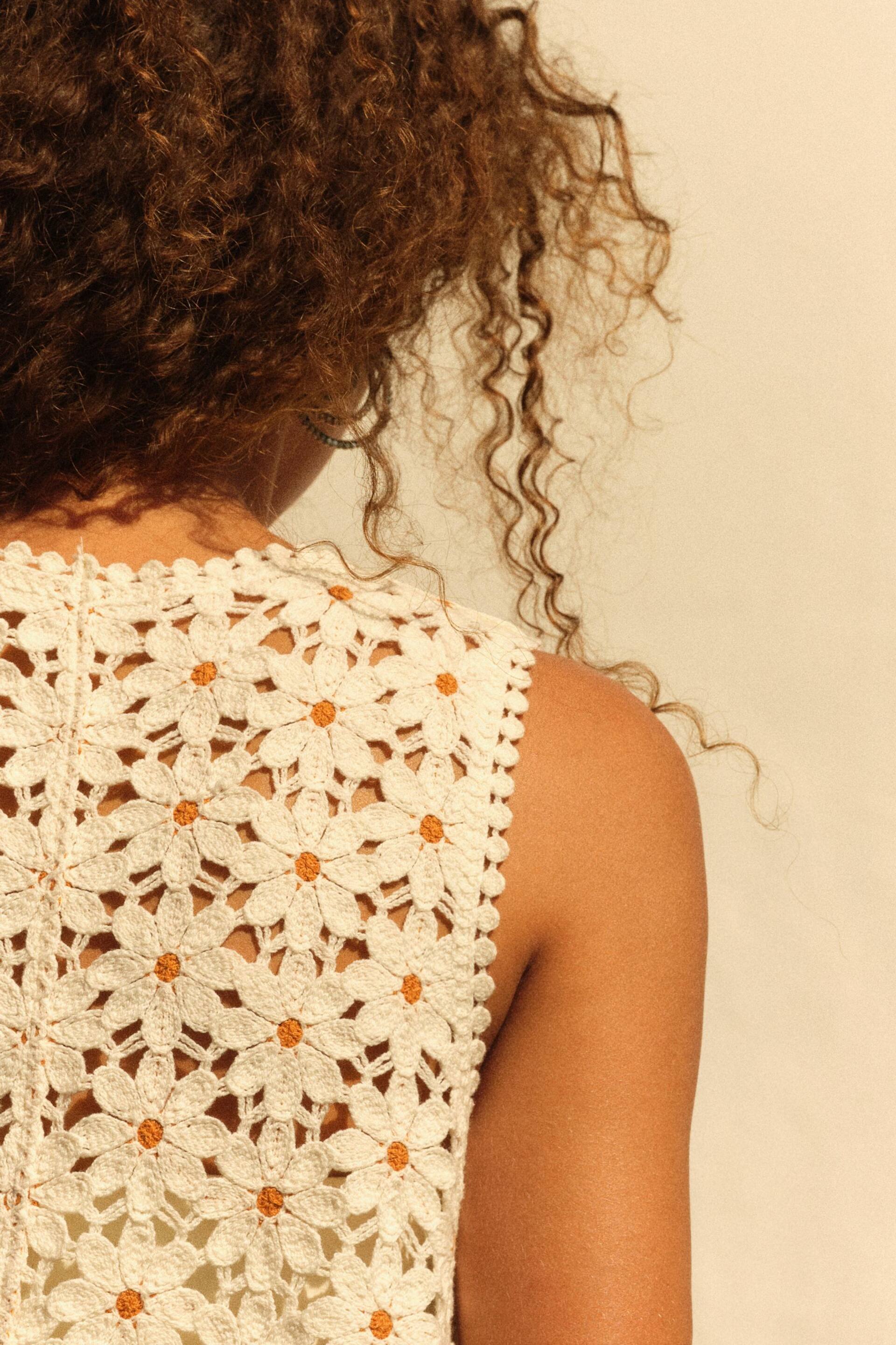 White Crochet Daisy Waistcoat - Image 4 of 6