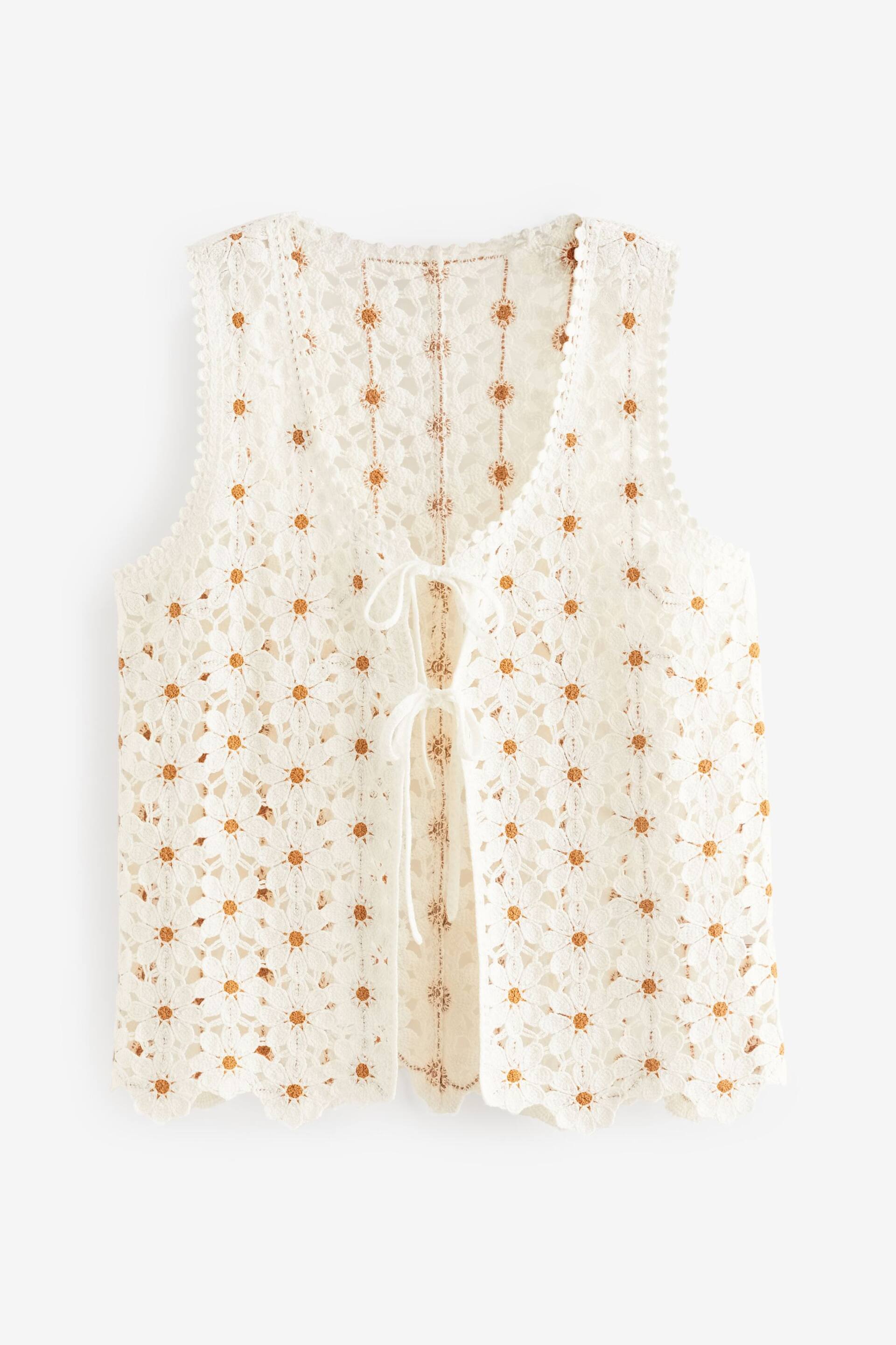 White Crochet Daisy Waistcoat - Image 5 of 6