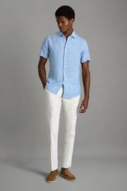 Reiss Sky Blue Holiday Slim Fit Linen Shirt - Image 3 of 6