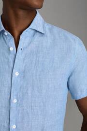 Reiss Sky Blue Holiday Slim Fit Linen Shirt - Image 4 of 6