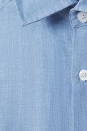 Reiss Sky Blue Holiday Slim Fit Linen Shirt - Image 6 of 6