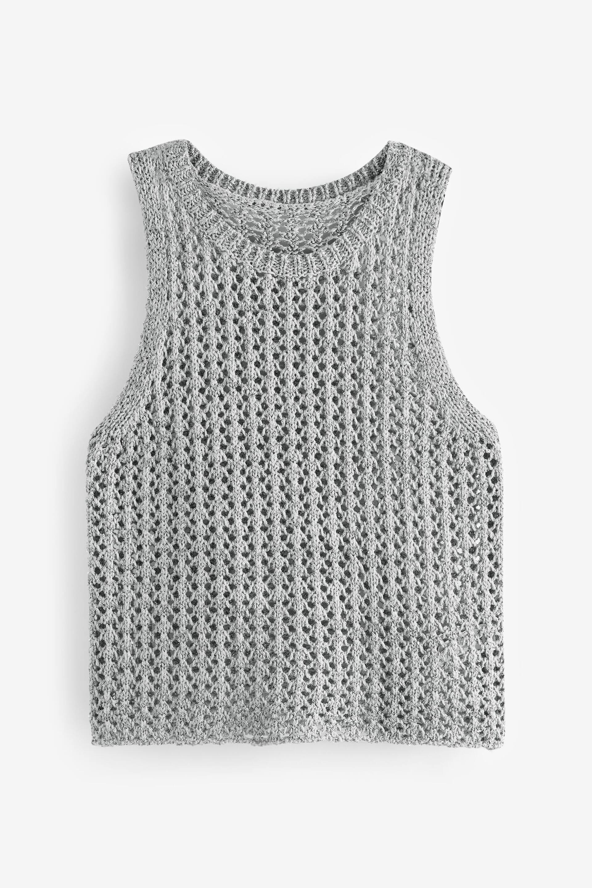 Grey Knitted Sequin Tank - Image 6 of 7