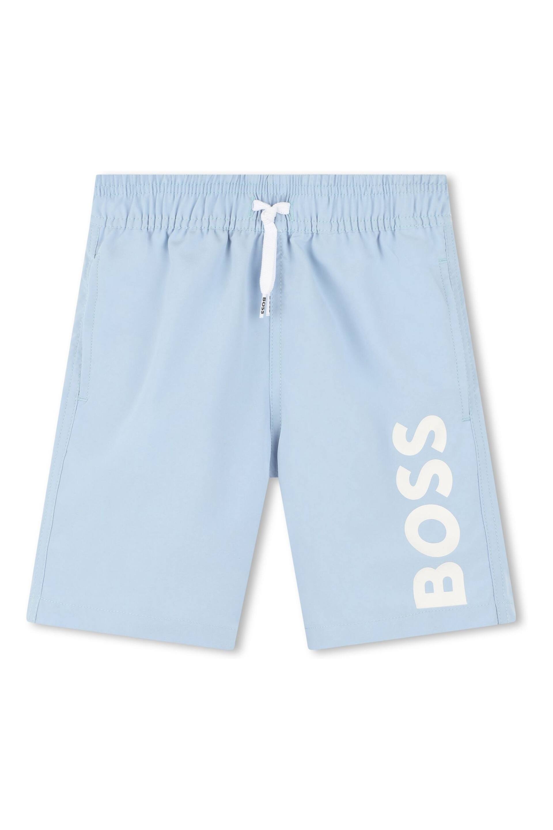 BOSS Ocean Blue Logo Swim Shorts - Image 1 of 2