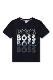 BOSS Dark Navy Blue Short Sleeved Logo T-Shirt - Image 1 of 3