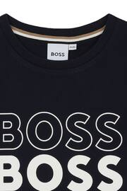 BOSS Dark Navy Blue Short Sleeved Logo T-Shirt - Image 3 of 3