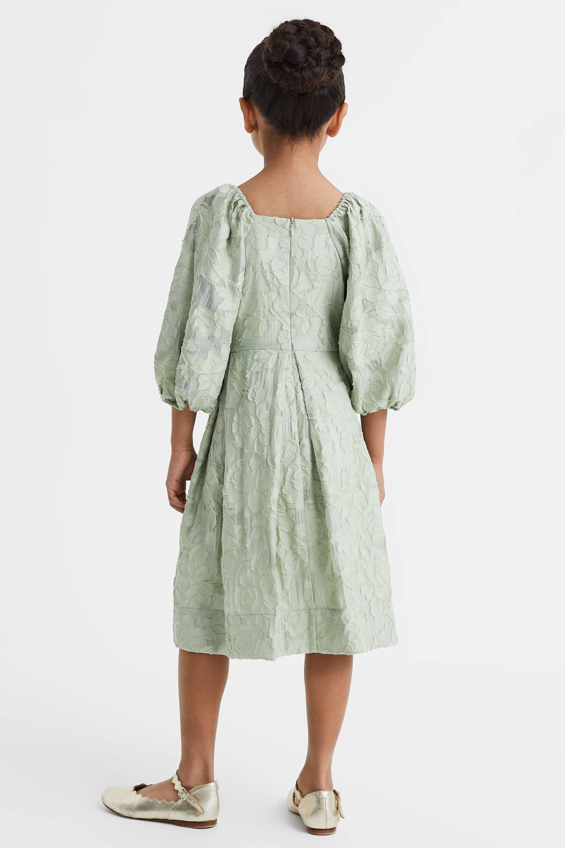 Reiss Sage Thea Senior Jacquard Puff Sleeve Dress - Image 5 of 6