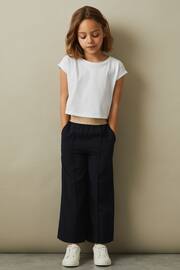 Reiss Navy Ayana Junior Elasticated Wide Leg Trousers - Image 1 of 6