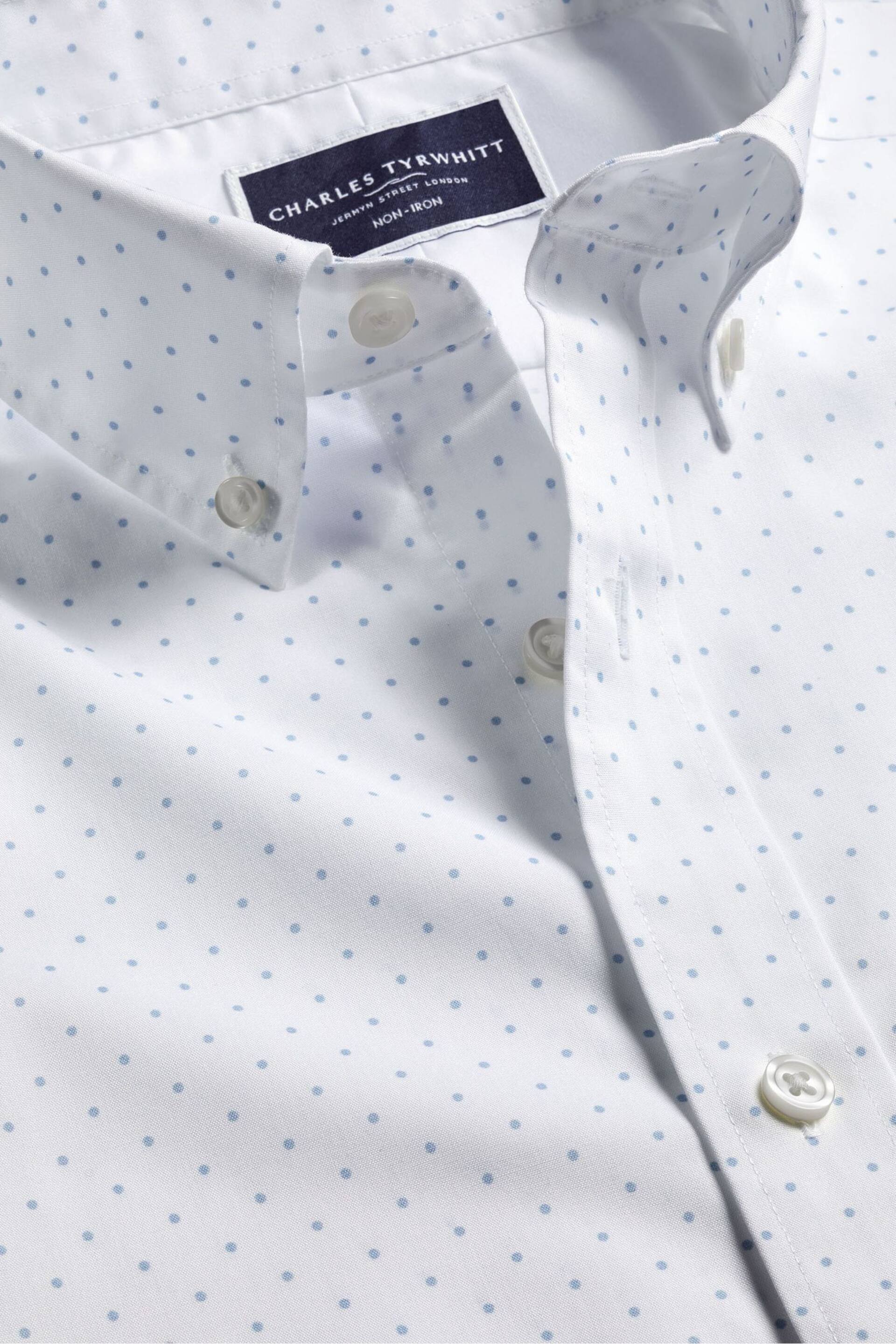 Charles Tyrwhitt White Slim Fit Spot Non-Iron Print Shirt - Image 4 of 5