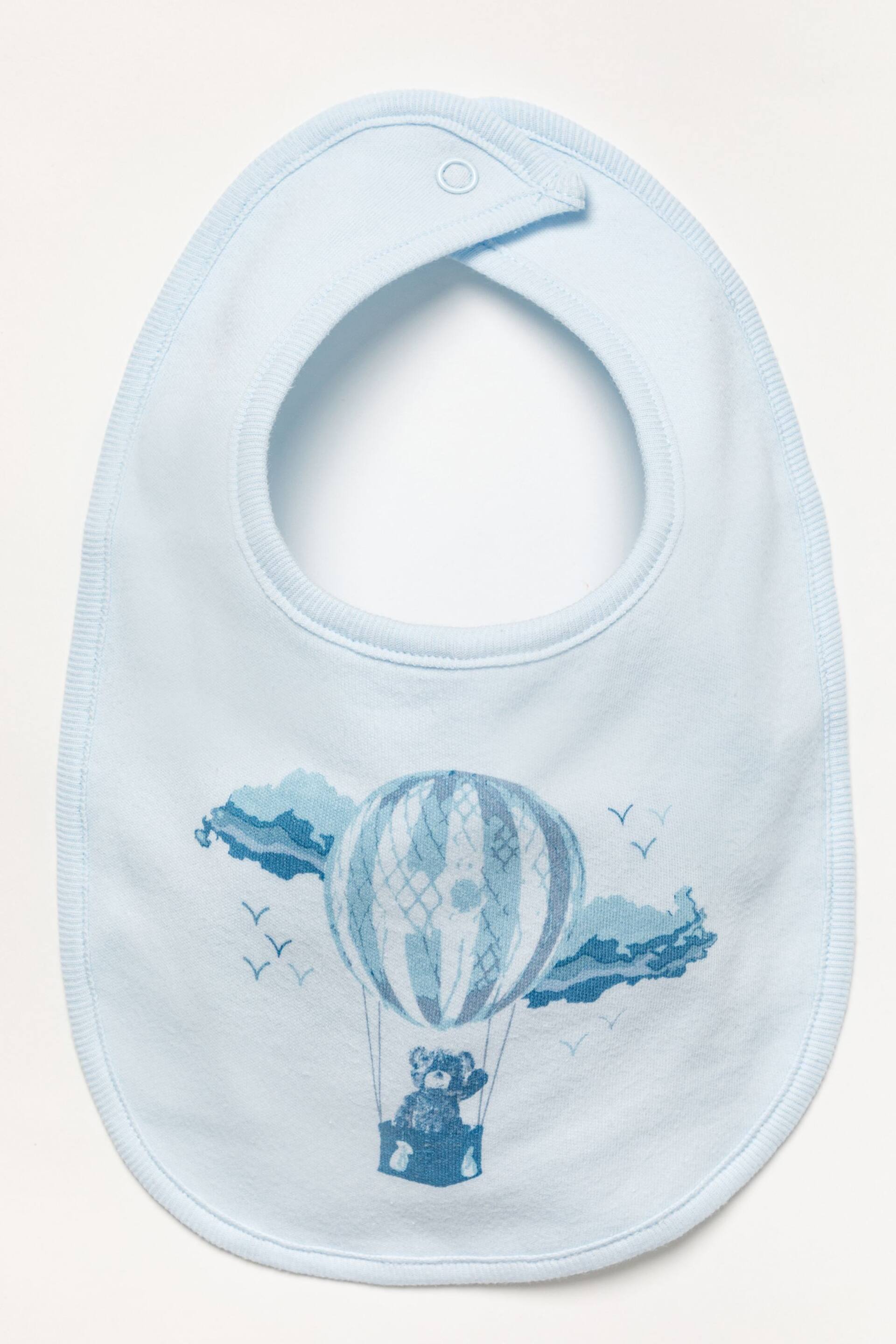 Rock-A-Bye Baby Boutique Blue Hot Air Balloon Printed Cotton 5-Piece Baby Gift Set - Image 4 of 5
