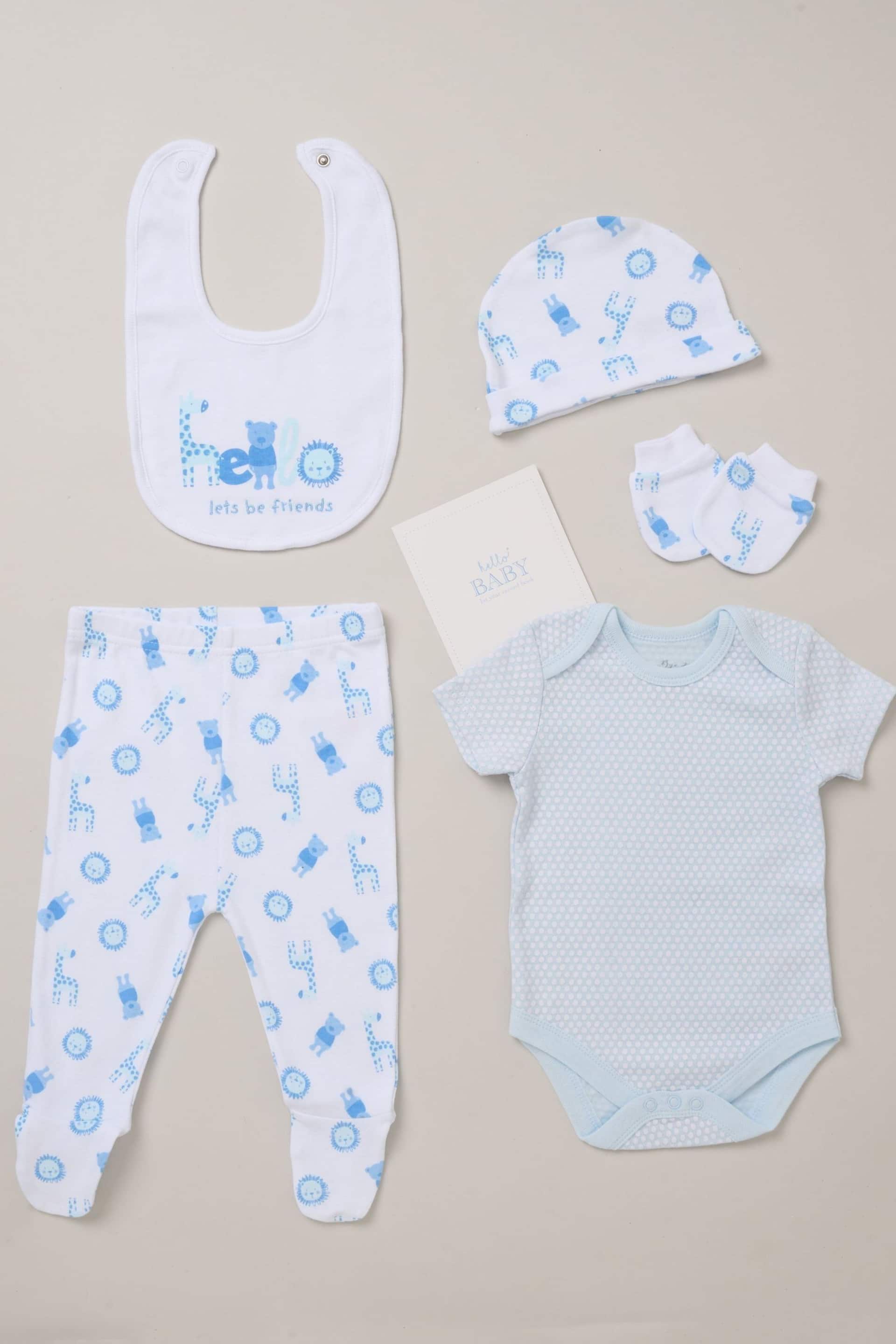 Rock-A-Bye Baby Boutique Blue Animal Print Cotton 6-Piece Baby Gift Set - Image 1 of 5