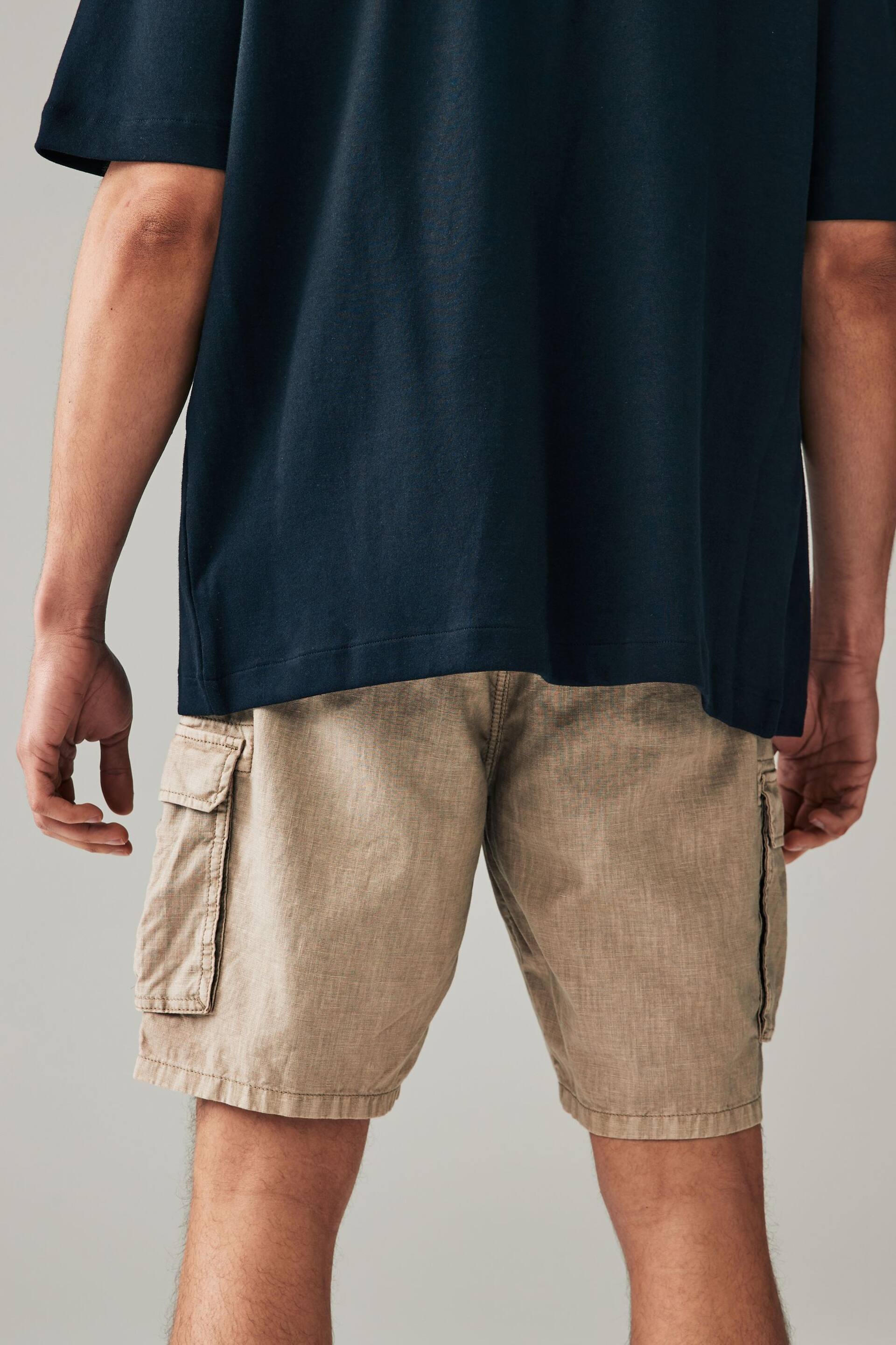 Stone Natural Cotton Linen Cargo Shorts - Image 4 of 10