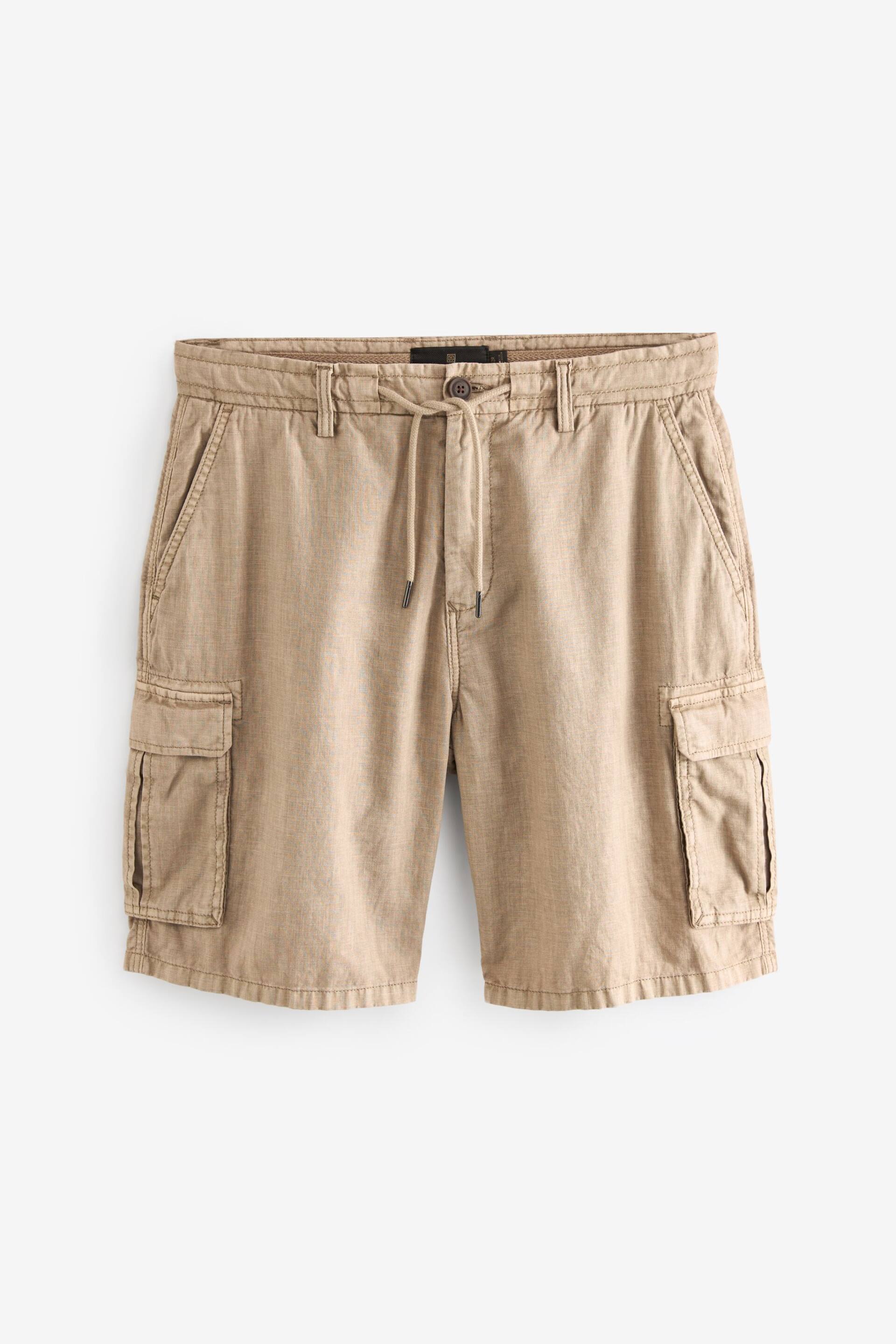 Stone Natural Cotton Linen Cargo Shorts - Image 6 of 10
