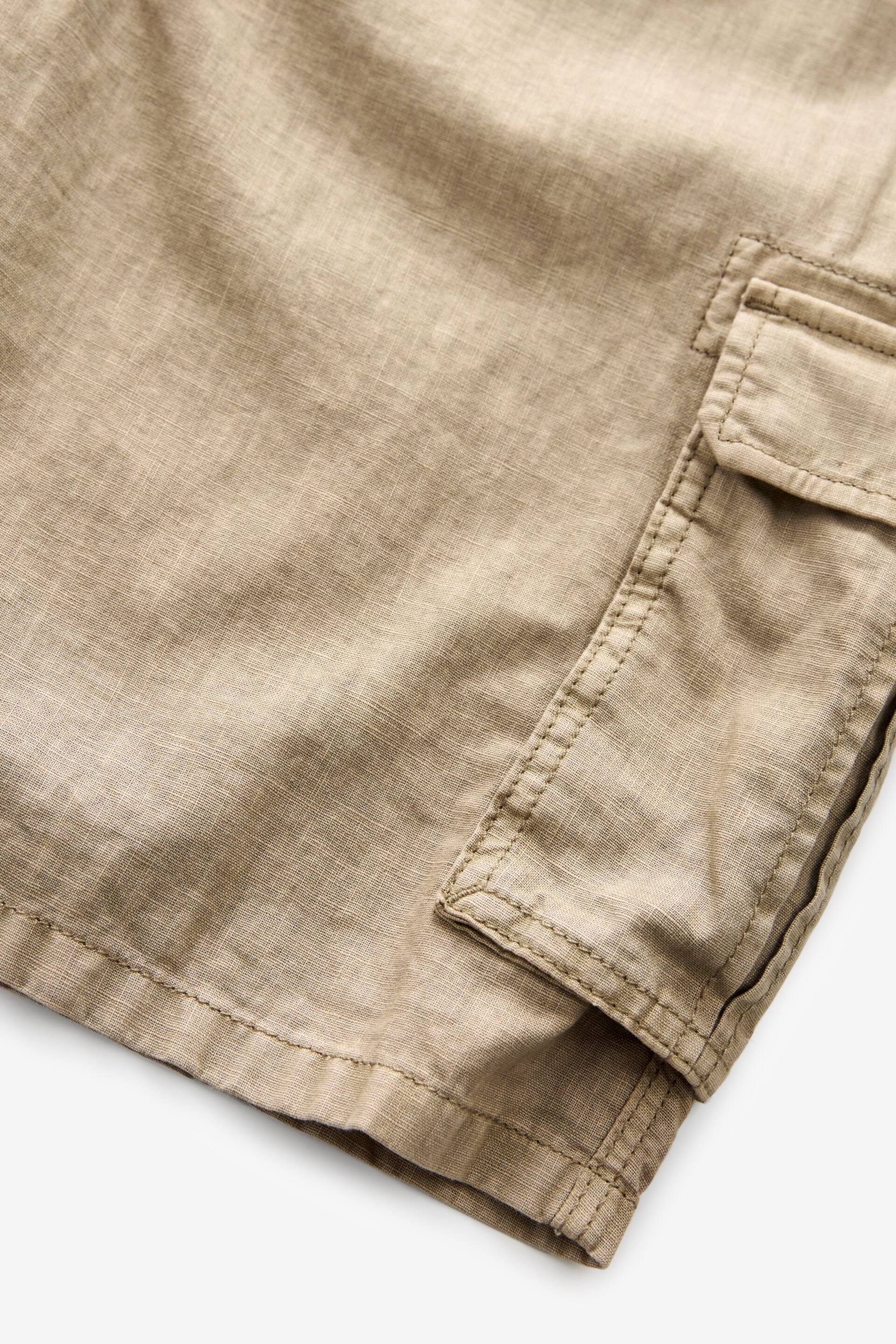 Stone Natural Cotton Linen Cargo Shorts - Image 9 of 10