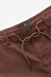 Rust Brown Cotton Linen Cargo Shorts - Image 7 of 10